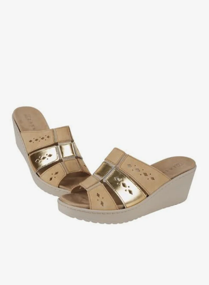 زينة 221-378 Zayna Ladies Wedge Sandals Milan 21509PT Beige