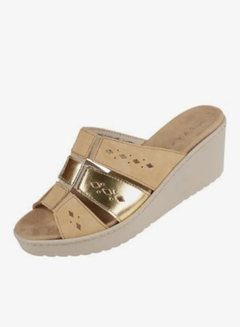 Zayna Beige 221-378 Zayna Ladies Wedge Sandals Milan 21509PT Beige for Women | Best Price UAE