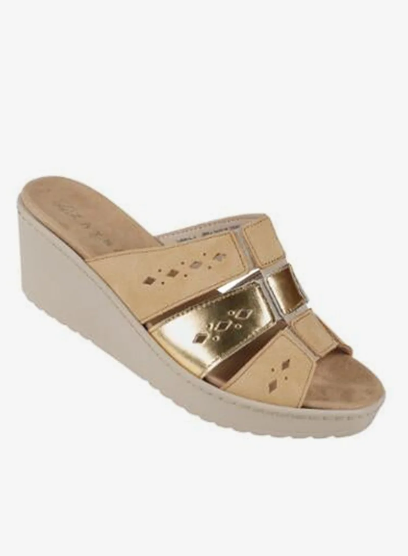 زينة 221-378 Zayna Ladies Wedge Sandals Milan 21509PT Beige