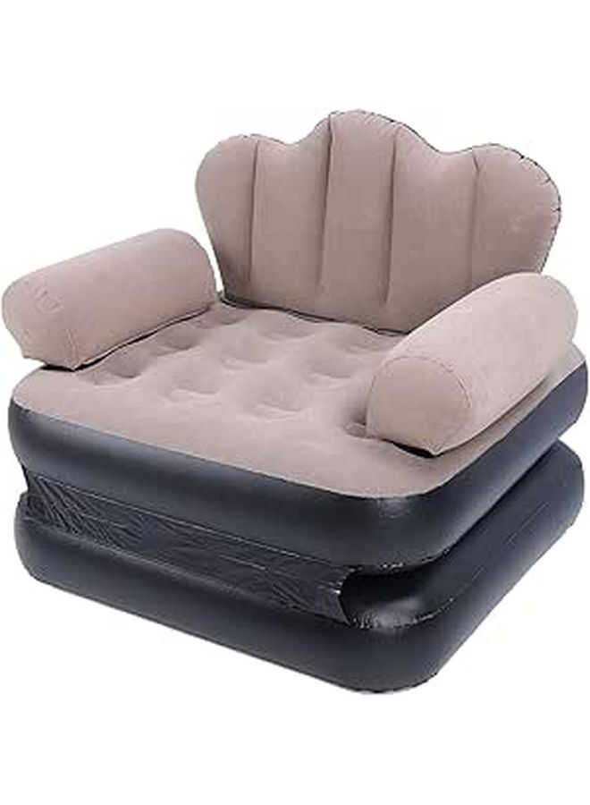Inflatable Sofa Bed Portable PVC Couch Mattress Compact Lightweight Quick Inflation Coffee Color - Image 1