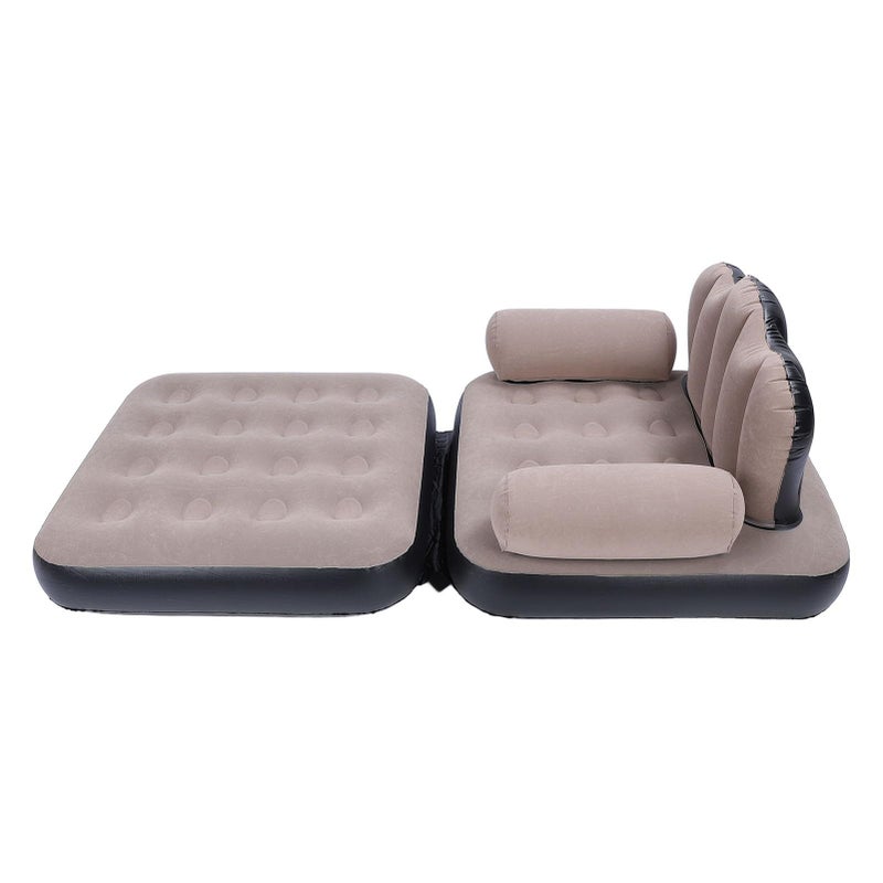 Inflatable Sofa Bed Portable PVC Couch Mattress Compact Lightweight Quick Inflation Coffee Color - Image 4