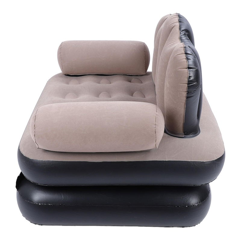 Inflatable Sofa Bed Portable PVC Couch Mattress Compact Lightweight Quick Inflation Coffee Color - Image 5