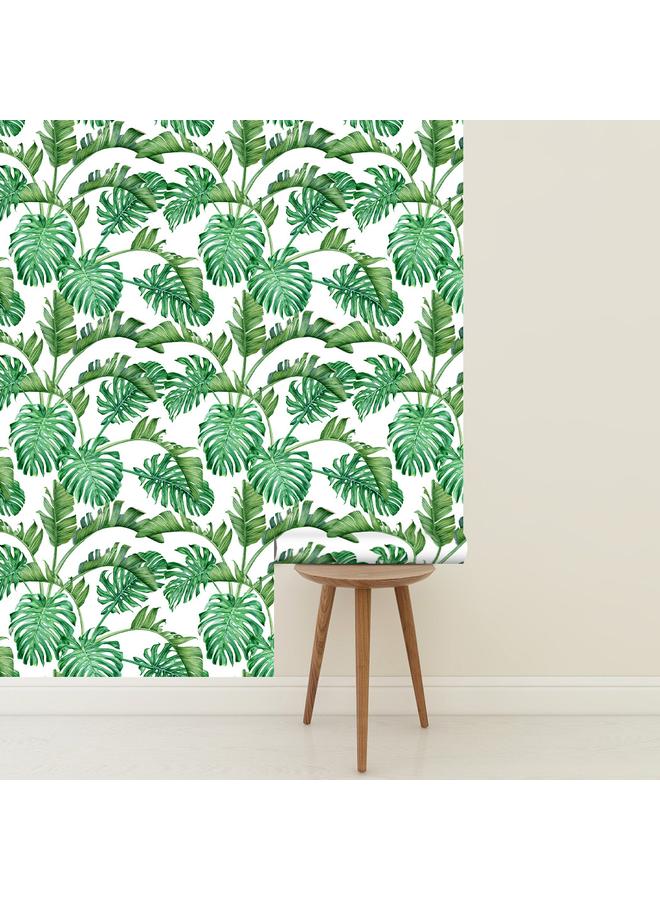 Bluejw Turtle Leaf Tropical Leaves Removable Wallpaper Watercolor Plant Self-adhesive Wall Wallpaper Waterproof Mildew Resistant Wallpaper RW278 - Image 5