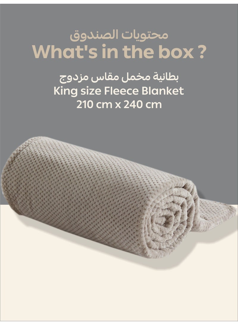 Donetella Fleece Blanket, King Size 210x240 cm, 300 GSM, Waffle Texture - Lightweight Ultra Soft & Warm Solid Throw Blanket, Cozy  for Sofa, Bed & Couch  - Image 3
