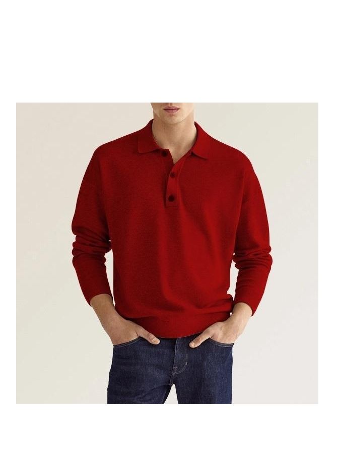 NIBEMINENT New Men's Long Sleeved Casual Polo Shirt - Image 1