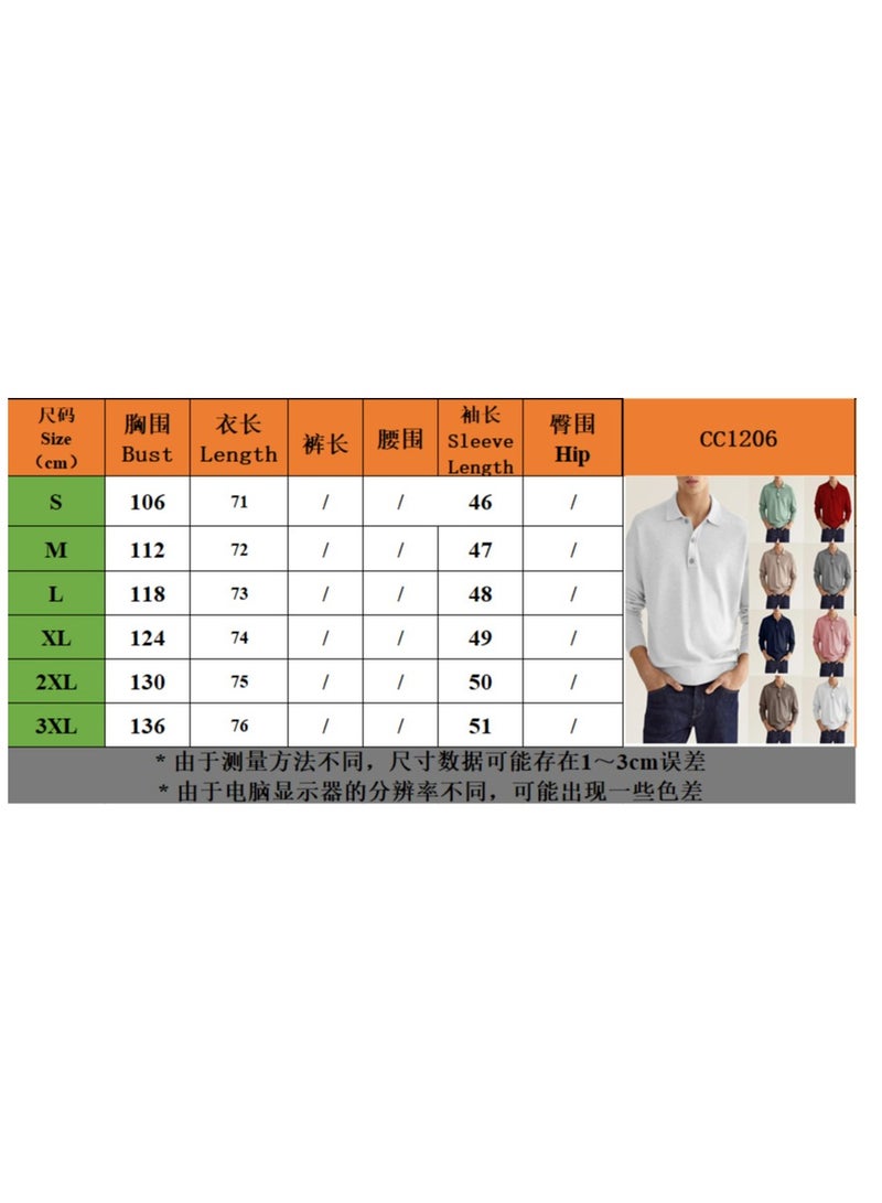 NIBEMINENT New Men's Long Sleeved Casual Polo Shirt - Image 2