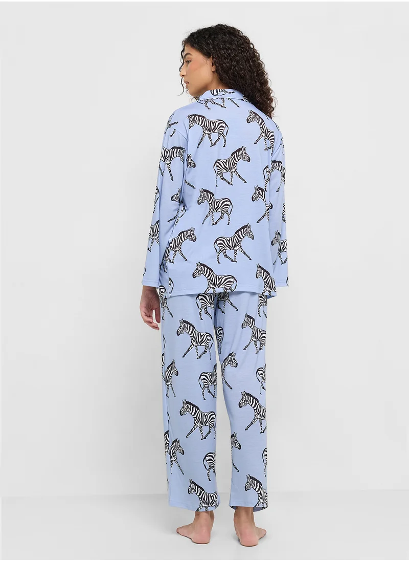 Ginger Cotton Button Up Shirt & Pyjama Set