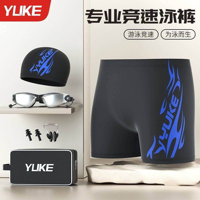 Yu Ke Men's Swim Trunks with Goggles & Swim Cap Set - Plus Size, Quick-Dry Beach Swimming Shorts for Adults - Image 3