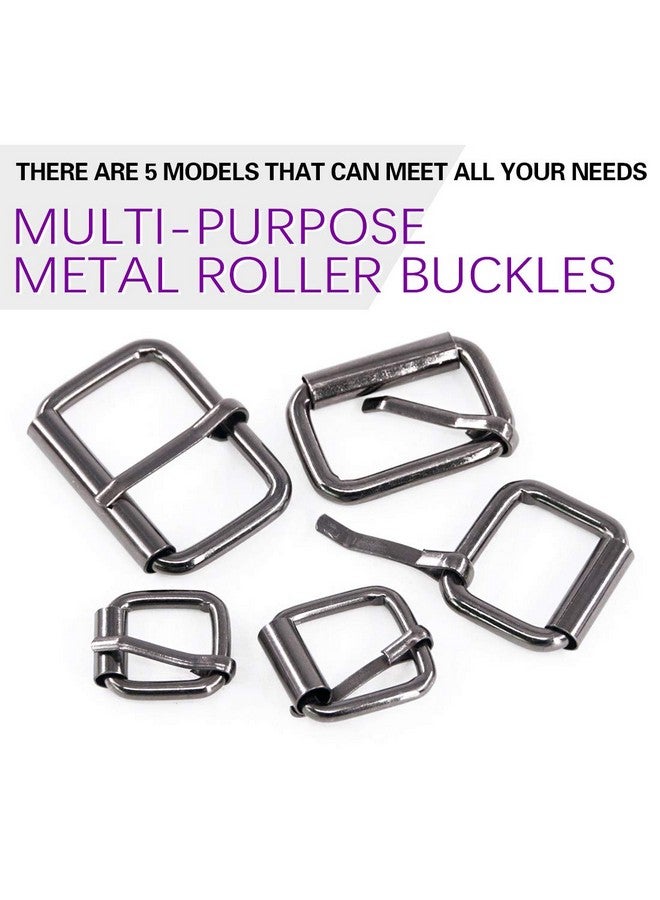 Swpeet Swpeet 50Pcs 5 Sizes 1/2" 3/4" 1" 5/4" 5/8" Multi-purpose Metal Roller Buckle Ring Assortment Kit for Hardware Belt Bags Ring (Gun-Black)  - Image 3