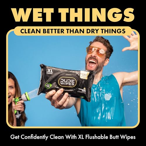 DUDE Wipes - Flushable Wipes - 6 Pack, 288 Count - Shea BUTTer Smooth - Extra-Large - Vitamin-E & Aloe - Septic and Sewer Safe - Image 5