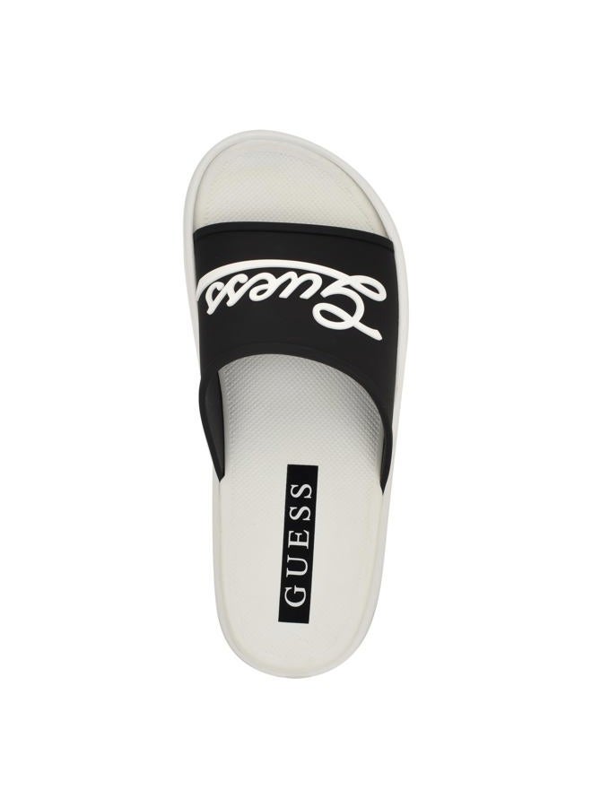 GUESS Men's Molar Slide Sandal, Black/White 003, 41 EU - Image 5