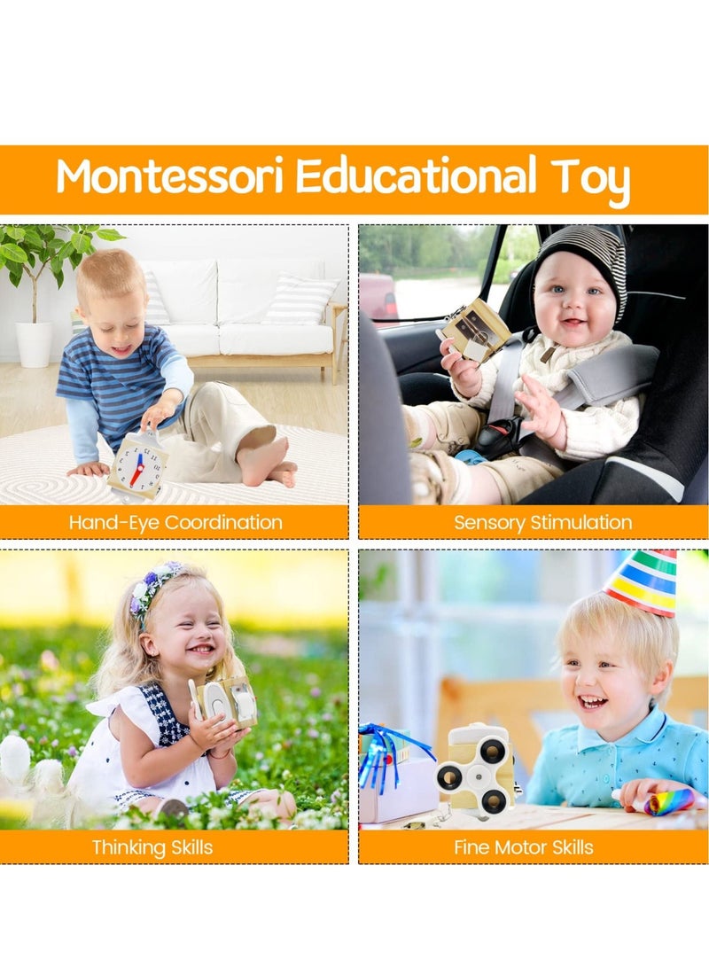Excefore Busy Cube for Kids, Sensory Busy Board, Travel Toy for Toddlers 1-3 Years Old, Fidget Cube Toy Educational Montessori Learning Toys for Babies 18-36 Months  - Image 4