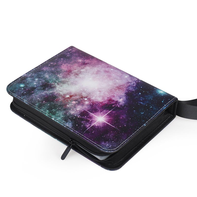 VEELAM 4 Pocket Trading Card Binders for 400 Cards, Purple Nebula Pattern - Image 3