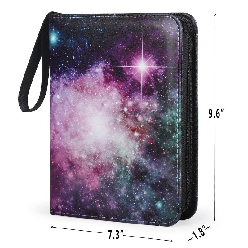 VEELAM 4 Pocket Trading Card Binders for 400 Cards, Purple Nebula Pattern - Image 2