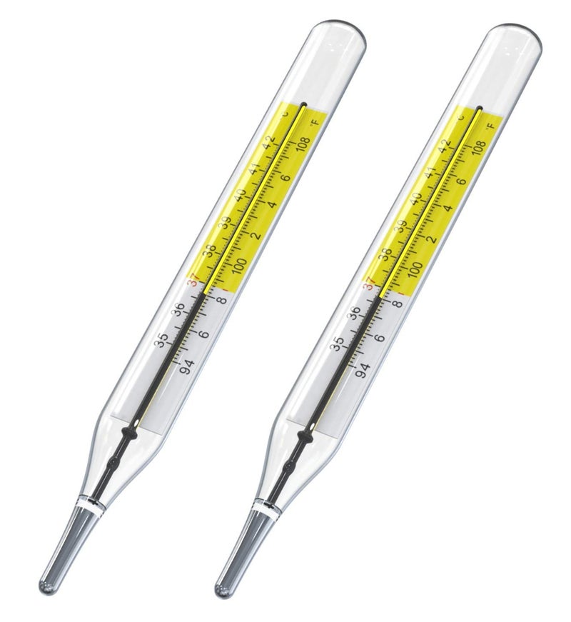 SEABOOM 2pcs Glass Thermometers Mercury Free Clinlic Thermometer Traditional Thermometer Dual Scale Mercury Free C&F 2PK - Image 1