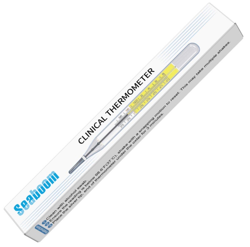 SEABOOM 2pcs Glass Thermometers Mercury Free Clinlic Thermometer Traditional Thermometer Dual Scale Mercury Free C&F 2PK - Image 4