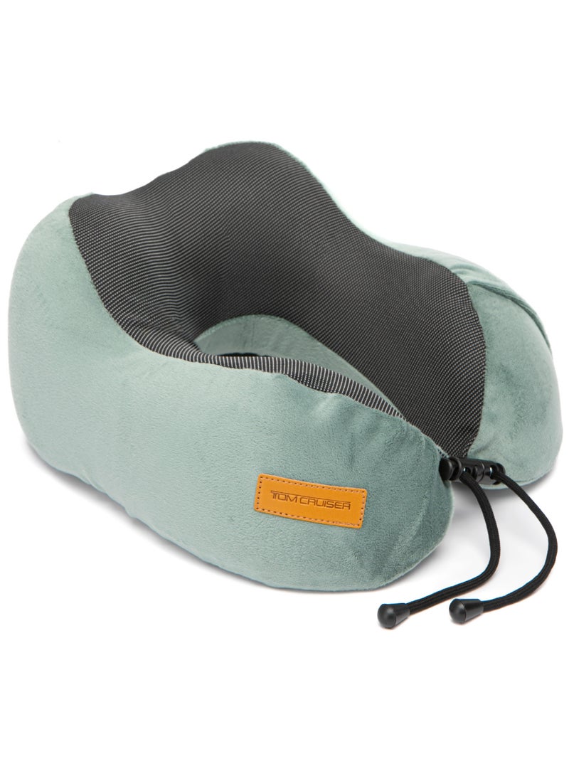 TOM CRUISER Memory Foam Travel Neck Pillow, Ergonomic U-Shaped Cervical Support Pillow with Breathable Dual-Fabric Cover, Adjustable Toggle & Removable Washable Cover, Ebony - Image 1