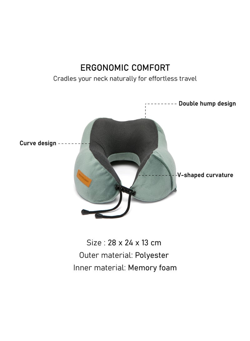 TOM CRUISER Memory Foam Travel Neck Pillow, Ergonomic U-Shaped Cervical Support Pillow with Breathable Dual-Fabric Cover, Adjustable Toggle & Removable Washable Cover, Ebony - Image 5