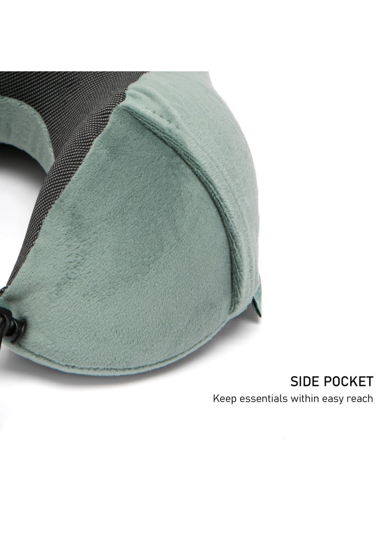 TOM CRUISER Memory Foam Travel Neck Pillow, Ergonomic U-Shaped Cervical Support Pillow with Breathable Dual-Fabric Cover, Adjustable Toggle & Removable Washable Cover, Ebony - Image 4