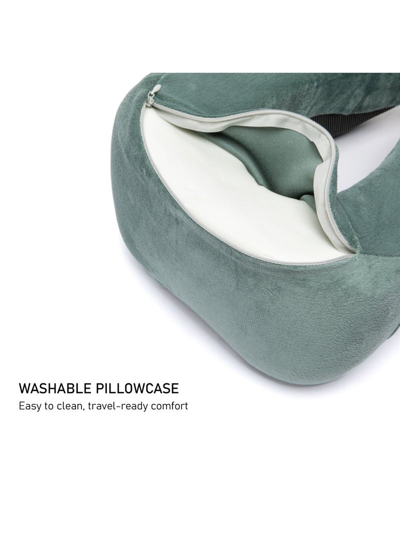 TOM CRUISER Memory Foam Travel Neck Pillow, Ergonomic U-Shaped Cervical Support Pillow with Breathable Dual-Fabric Cover, Adjustable Toggle & Removable Washable Cover, Ebony - Image 3