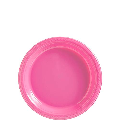 Amscan Bright Pink Round Disposable Plastic Plates - 7" (Pack Of 50) - Sturdy Dinnerware For Parties, Events & Everyday Use - Image 5