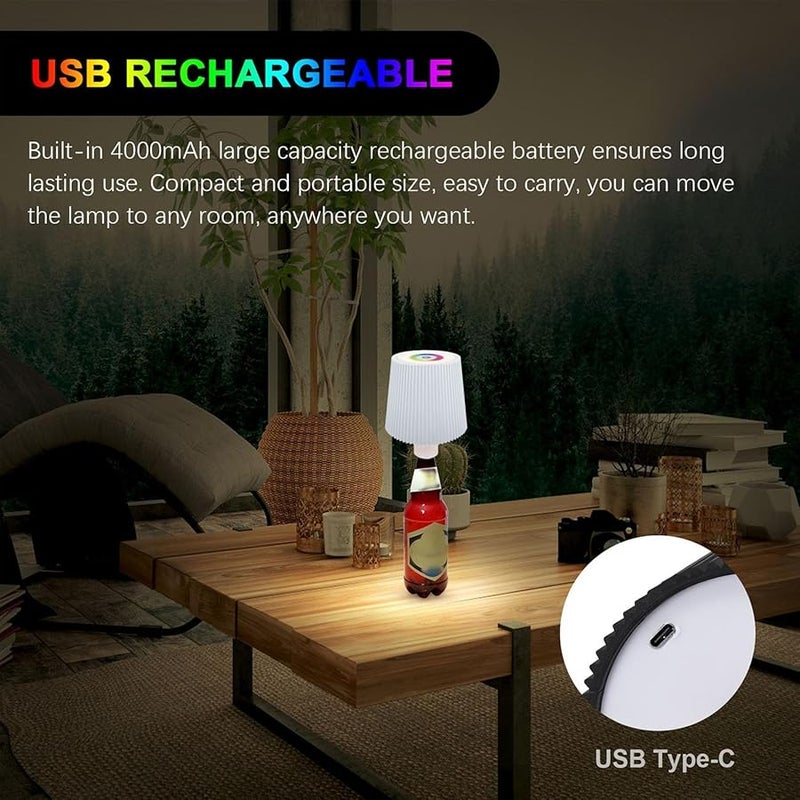 Touch Control LED Bottle Lamp USB Rechargeable 4000mAh Color Adjustable Type 1 Aluminum Alloy - Image 5
