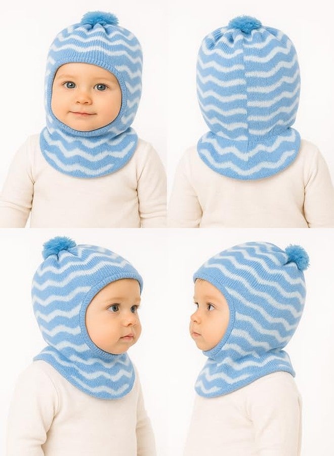 KETKAR Woolen Monkey Beanie Cap for Babies - Soft & Warm Winter Cap for Baby Boys & Girls Blue (1-2 Years) - Image 5