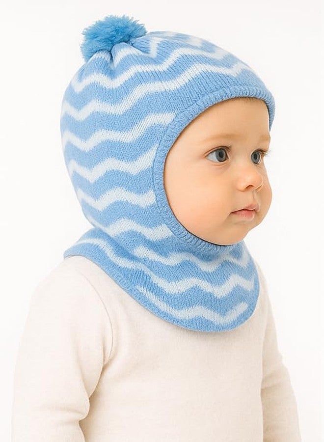 KETKAR Woolen Monkey Beanie Cap for Babies - Soft & Warm Winter Cap for Baby Boys & Girls Blue (1-2 Years) - Image 3