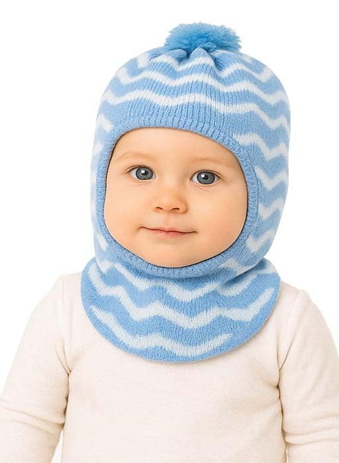 KETKAR Woolen Monkey Beanie Cap for Babies - Soft & Warm Winter Cap for Baby Boys & Girls Blue (1-2 Years) - Image 1