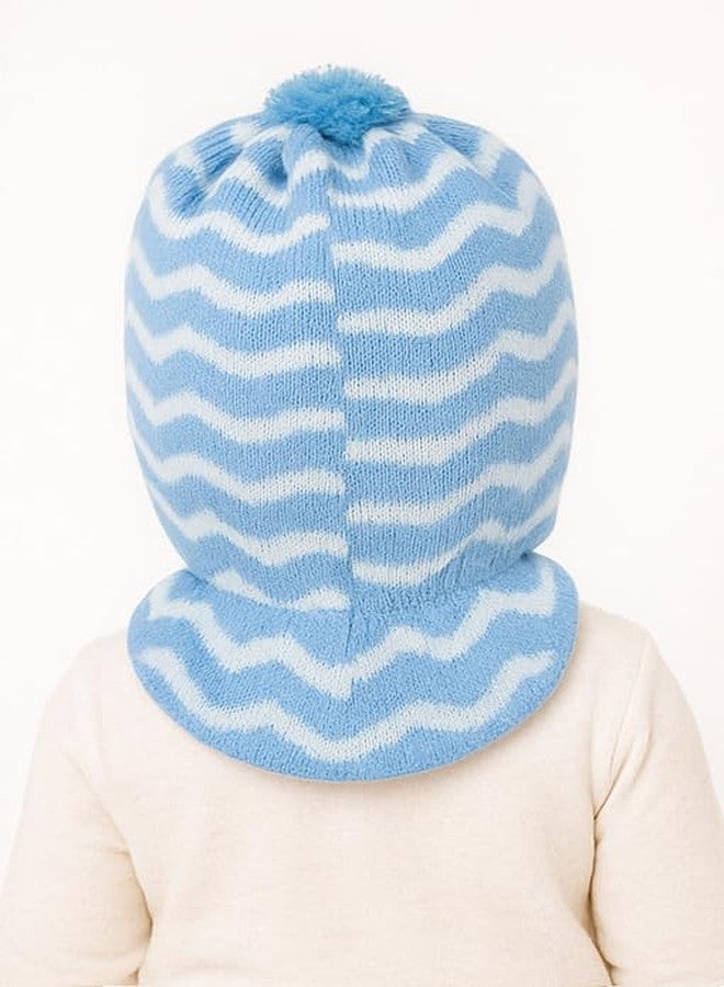 KETKAR Woolen Monkey Beanie Cap for Babies - Soft & Warm Winter Cap for Baby Boys & Girls Blue (1-2 Years) - Image 2