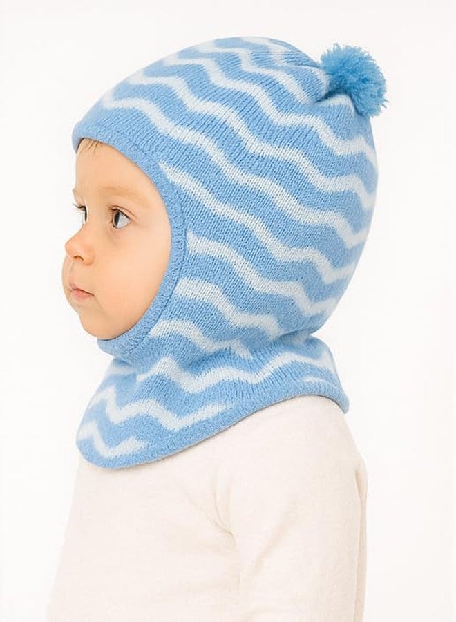 KETKAR Woolen Monkey Beanie Cap for Babies - Soft & Warm Winter Cap for Baby Boys & Girls Blue (1-2 Years) - Image 4
