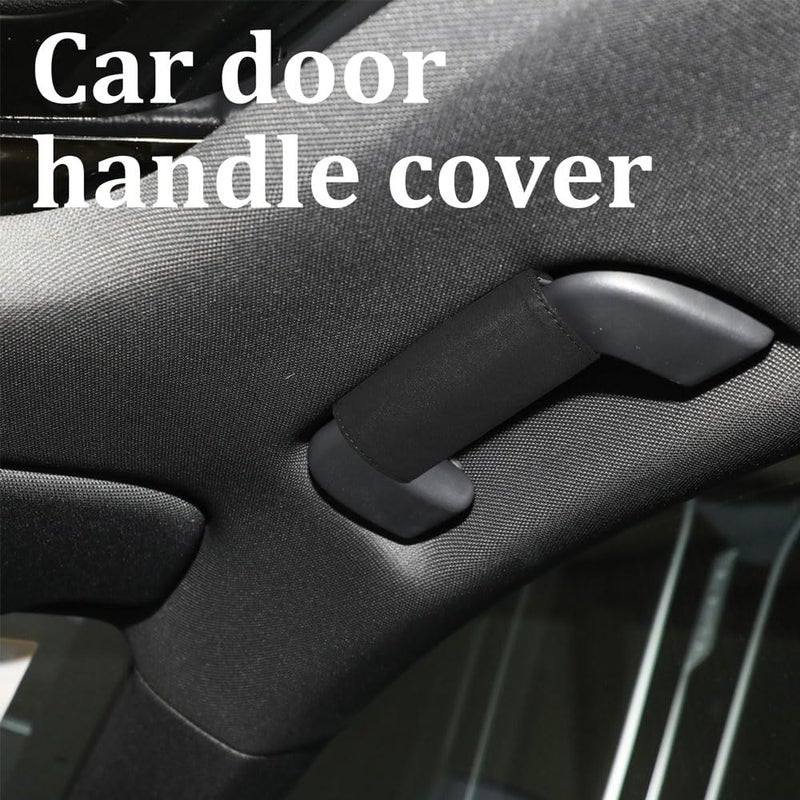 HEVLE 2PCS Car Inside Door Handle Protector, Car Handle Protector, Leather Anti-Scratch Car Handle Cover for Car Decorations, Universal Car Accessories Fits Car (Black) - Image 3