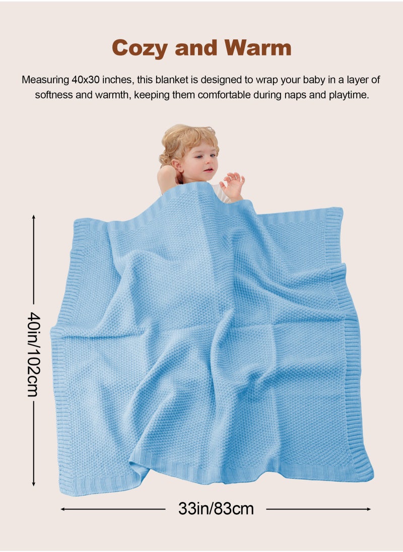 URbazaar - Baby Blankets Knit Cable Babe Blanket Soft Airy Newborn Infant Receiving Swaddling Beige Neutral Crib Stroller 40"x30" - Image 1
