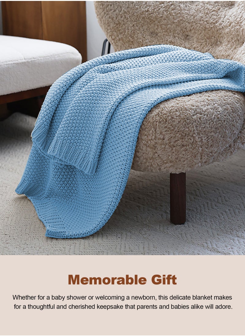URbazaar - Baby Blankets Knit Cable Babe Blanket Soft Airy Newborn Infant Receiving Swaddling Beige Neutral Crib Stroller 40"x30" - Image 1