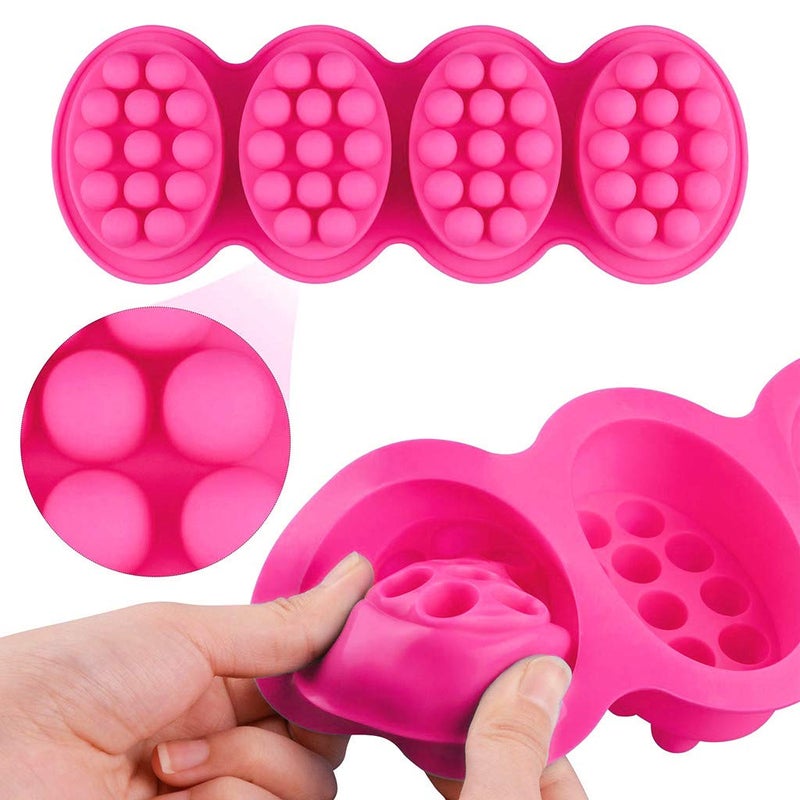 HiParty 3Pcs Massage Bar Soap Molds, 4.5oz 4-Cavity Nonstick & BPA Free Massage Bar Silicone Soap Mold for DIY Soaps Making Handmade Soap Molds (Random Color) - Image 2