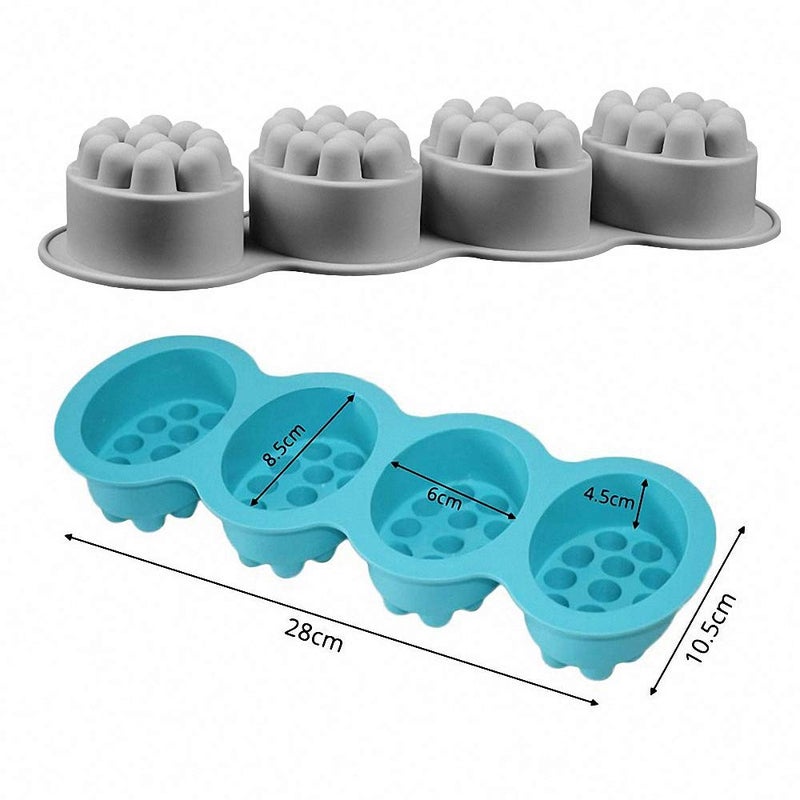 HiParty 3Pcs Massage Bar Soap Molds, 4.5oz 4-Cavity Nonstick & BPA Free Massage Bar Silicone Soap Mold for DIY Soaps Making Handmade Soap Molds (Random Color) - Image 3