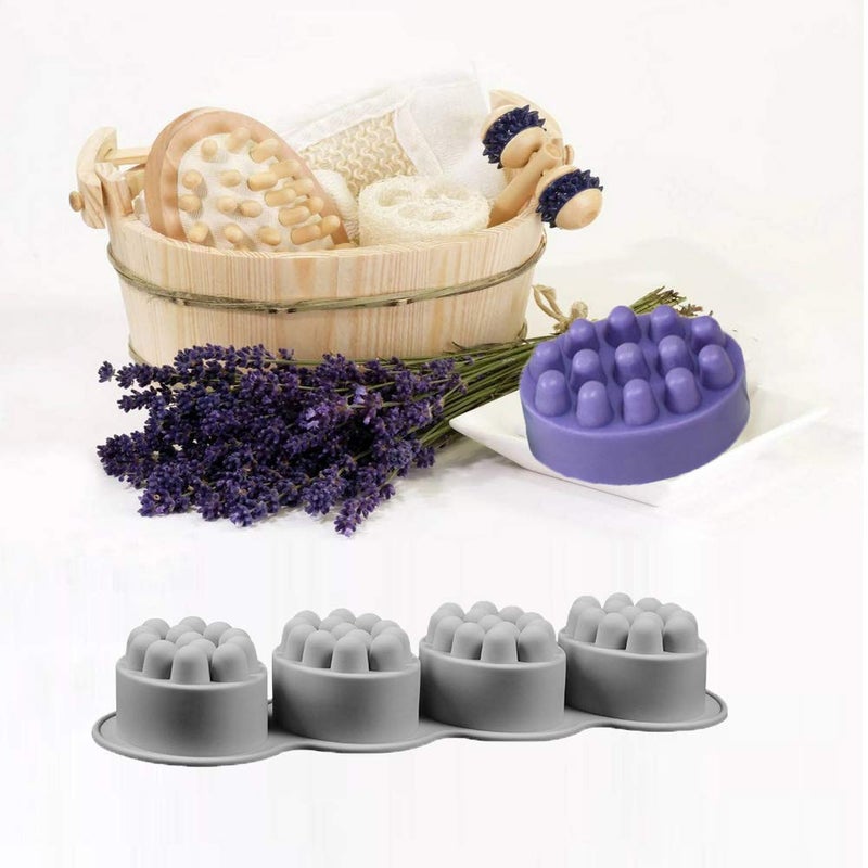 HiParty 3Pcs Massage Bar Soap Molds, 4.5oz 4-Cavity Nonstick & BPA Free Massage Bar Silicone Soap Mold for DIY Soaps Making Handmade Soap Molds (Random Color) - Image 5