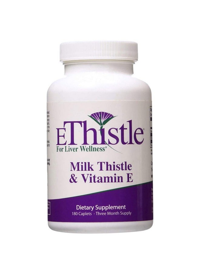 EThistle Liver Wellness Dietary Supplement Milk Thistle & Vitamin E Liver Health Formula Caplets 180 Count  - Image 1