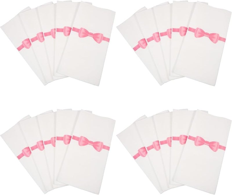 Disposable Bowknot Pocket Napkins 40x40cm Deep Pink 50pcs for Party Restaurant Tableware - Image 1