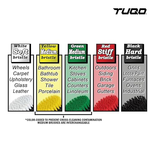 TUQO SB20W, Drill Brush Attachment Set - Power Scrubber Brush Cleaning Kit - Upholstery,Wheels,Carpet, Glass & Leather | Soft Bristles | Hex Shank Fits Most Drills | White - Image 3