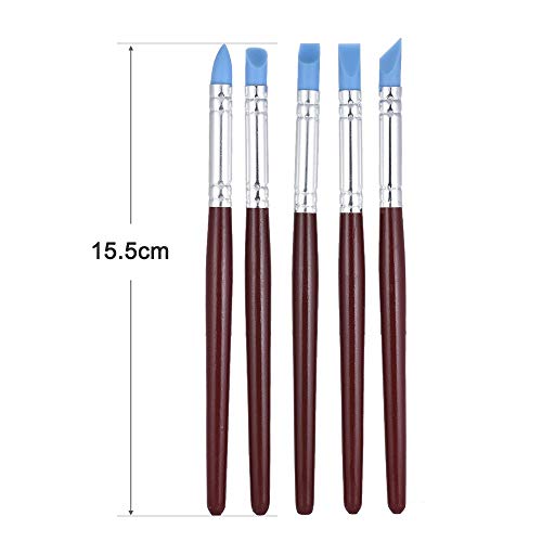 worison Rubber Tip Paint Brushes for Sculpture, Pottery, Color Shaping, Blending, Drawing, Modeling And Remove Fingerprints (Set of 5, Brown), Rubber Bristle - Image 2