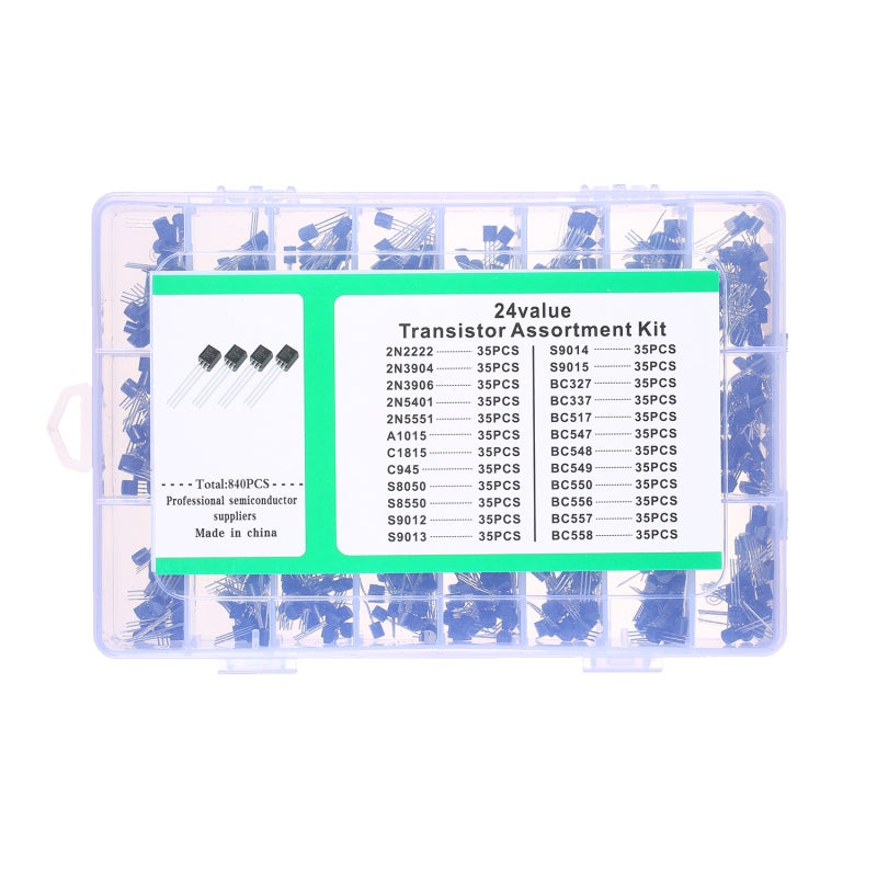 PNP NPN Transistors Kit 840 Pcs 24 Premium Silicon Values - Fast Switching Speed High Dielectric Strength Power Transistors for DIY Projects Audio Arduino Teaching Radio - Image 5