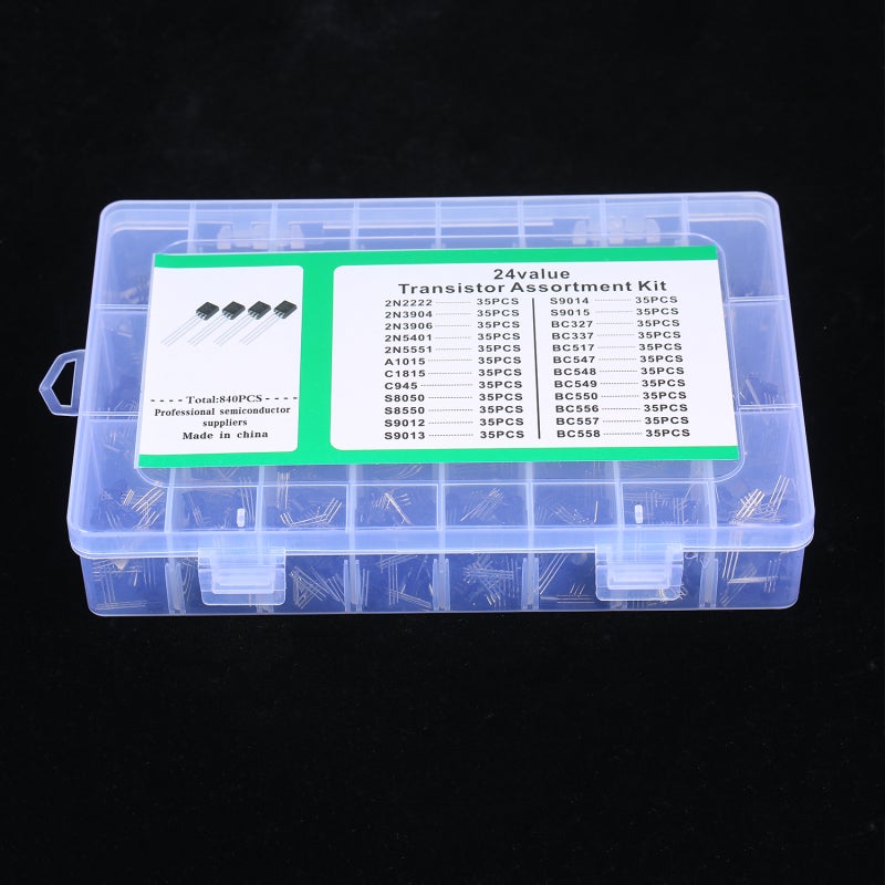 PNP NPN Transistors Kit 840 Pcs 24 Premium Silicon Values - Fast Switching Speed High Dielectric Strength Power Transistors for DIY Projects Audio Arduino Teaching Radio - Image 2