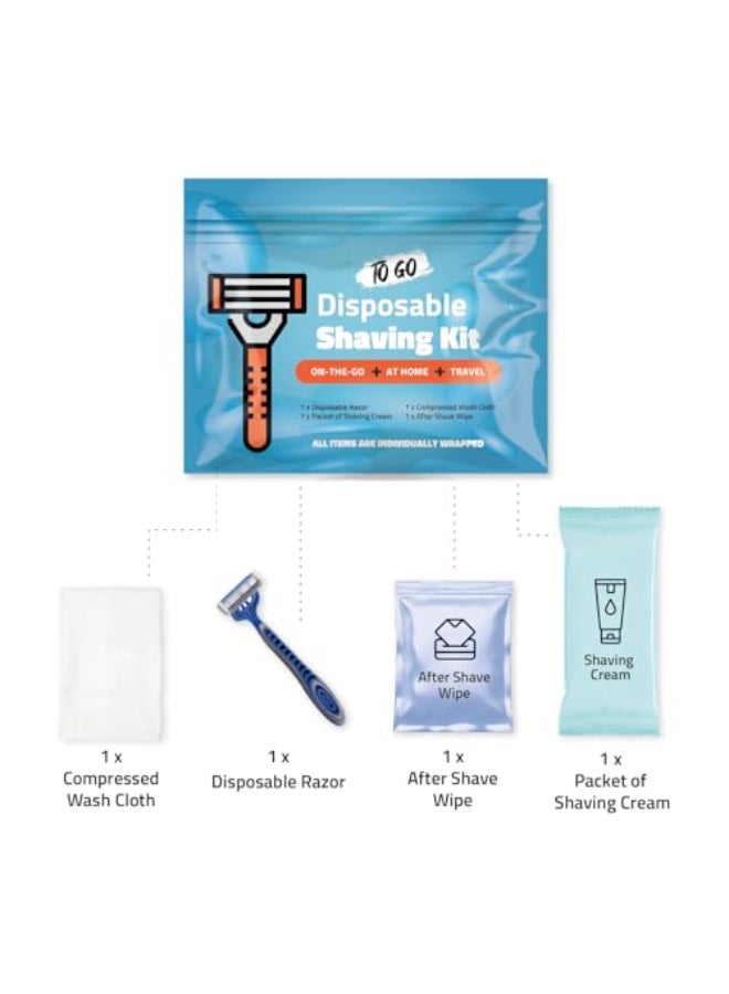 pH Advantage Compact Shaving Kit Travel Shaving Essentials for Men Women Includes Disposable Razor Shaving Cream Washcloth Aftershave Wipe Hygiene Kit for Travel Work Emergencies Blue - Image 3