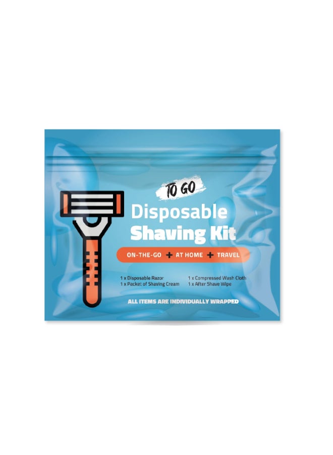 pH Advantage Compact Shaving Kit Travel Shaving Essentials for Men Women Includes Disposable Razor Shaving Cream Washcloth Aftershave Wipe Hygiene Kit for Travel Work Emergencies Blue - Image 2
