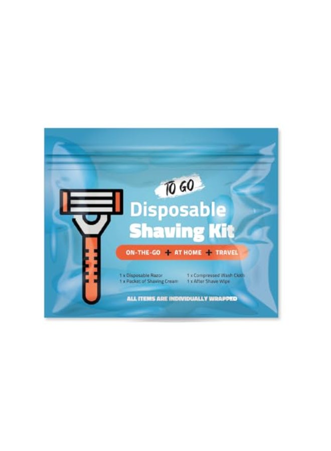 pH Advantage Compact Shaving Kit Travel Shaving Essentials for Men Women Includes Disposable Razor Shaving Cream Washcloth Aftershave Wipe Hygiene Kit for Travel Work Emergencies Blue - Image 1