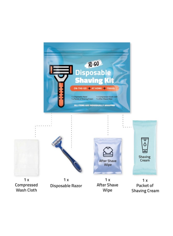 pH Advantage Compact Shaving Kit Travel Shaving Essentials for Men Women Includes Disposable Razor Shaving Cream Washcloth Aftershave Wipe Hygiene Kit for Travel Work Emergencies Blue - Image 4