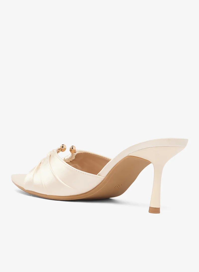Ella Limited Edition White Satin Mid Heel Sandals for Women | Best Price UAE