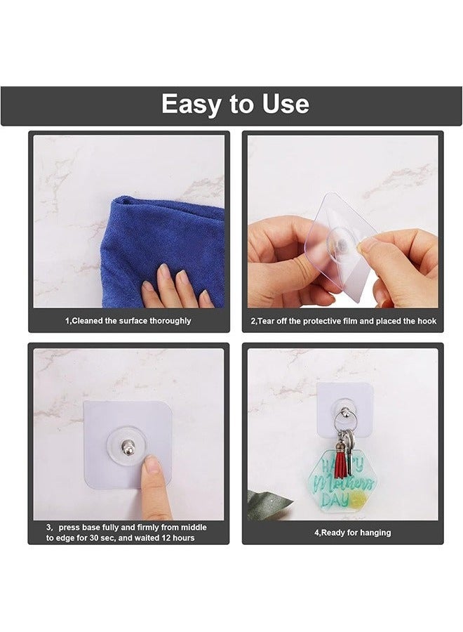 Adhesive Hooks Heavy Duty, Wall Hooks for Hanging,Wall Hangers without Nails,2 in 1 Screw Free Sticker for Wall Mount Shelf,Waterproof Rustproof (16mm)20 PCS  - Image 2