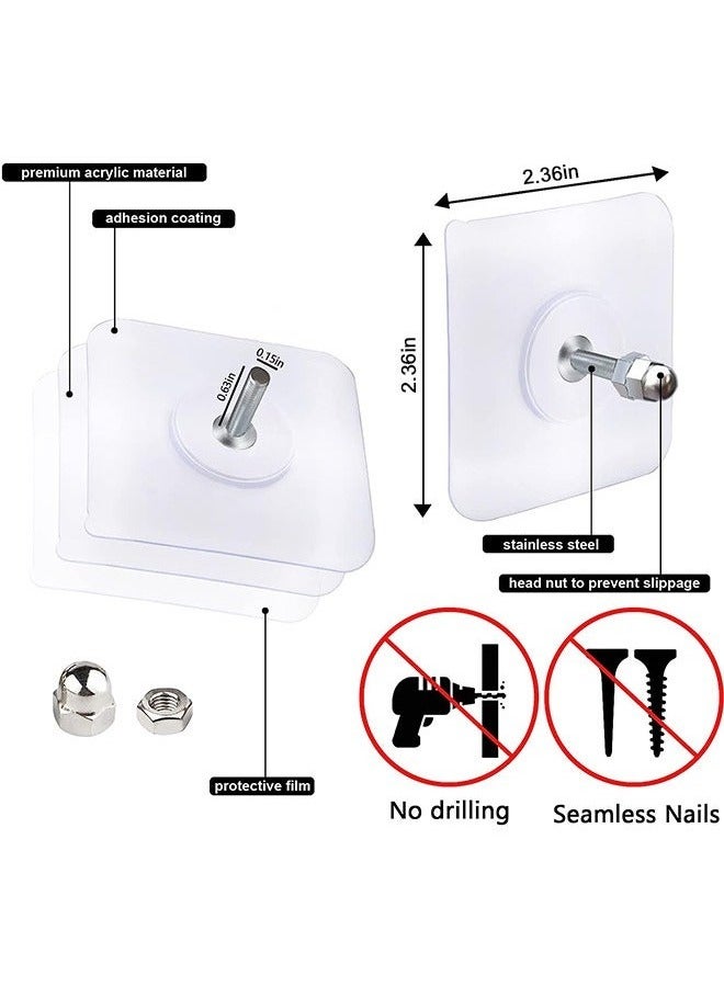 Adhesive Hooks Heavy Duty, Wall Hooks for Hanging,Wall Hangers without Nails,2 in 1 Screw Free Sticker for Wall Mount Shelf,Waterproof Rustproof (16mm)20 PCS